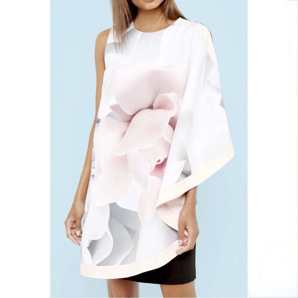 Ted Baker London Ecur Lizeey Porcelain Rose Tunic Scarf Dress Sz 4